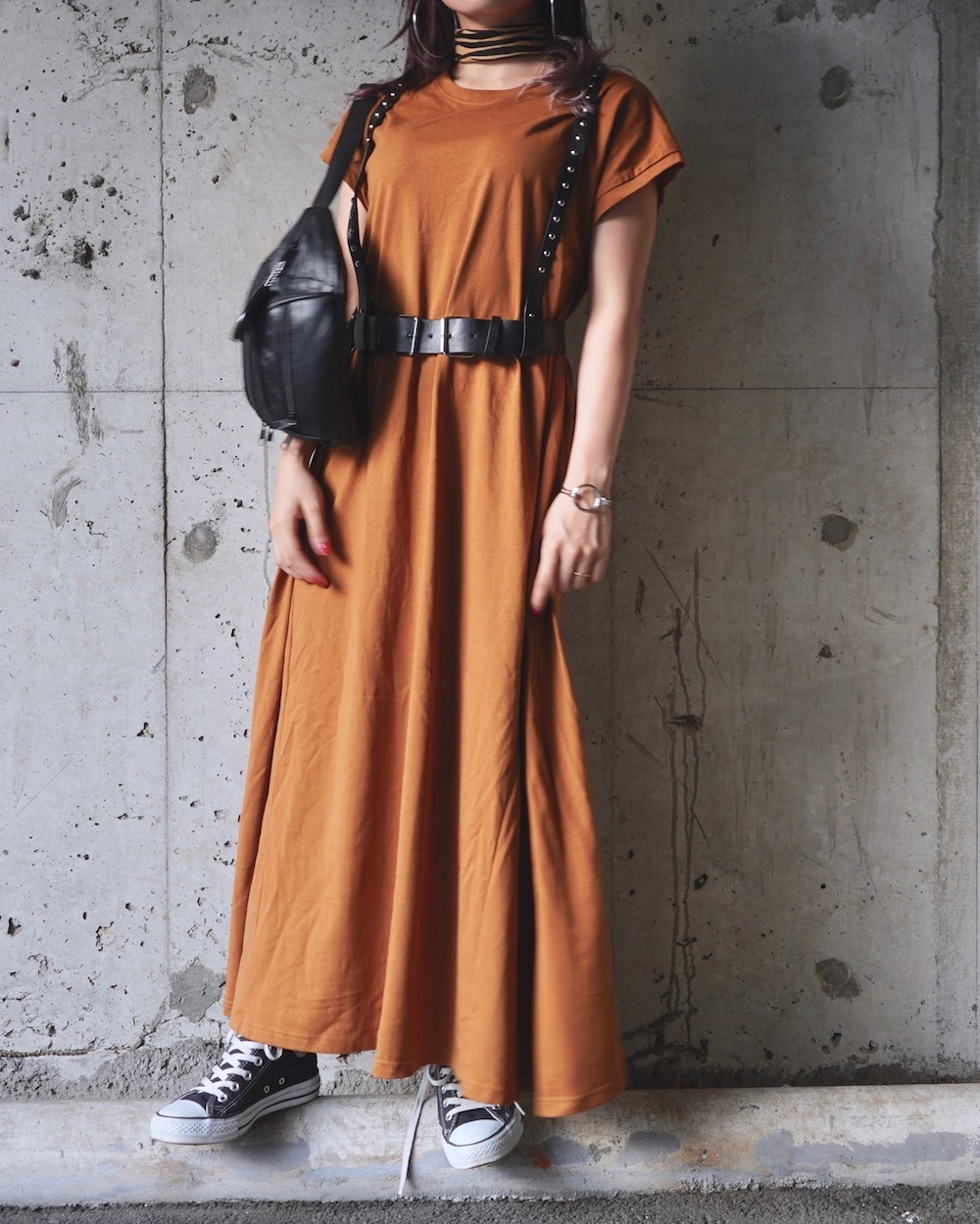 French Sleeve Maxi TEE Onepiece (orange brown)