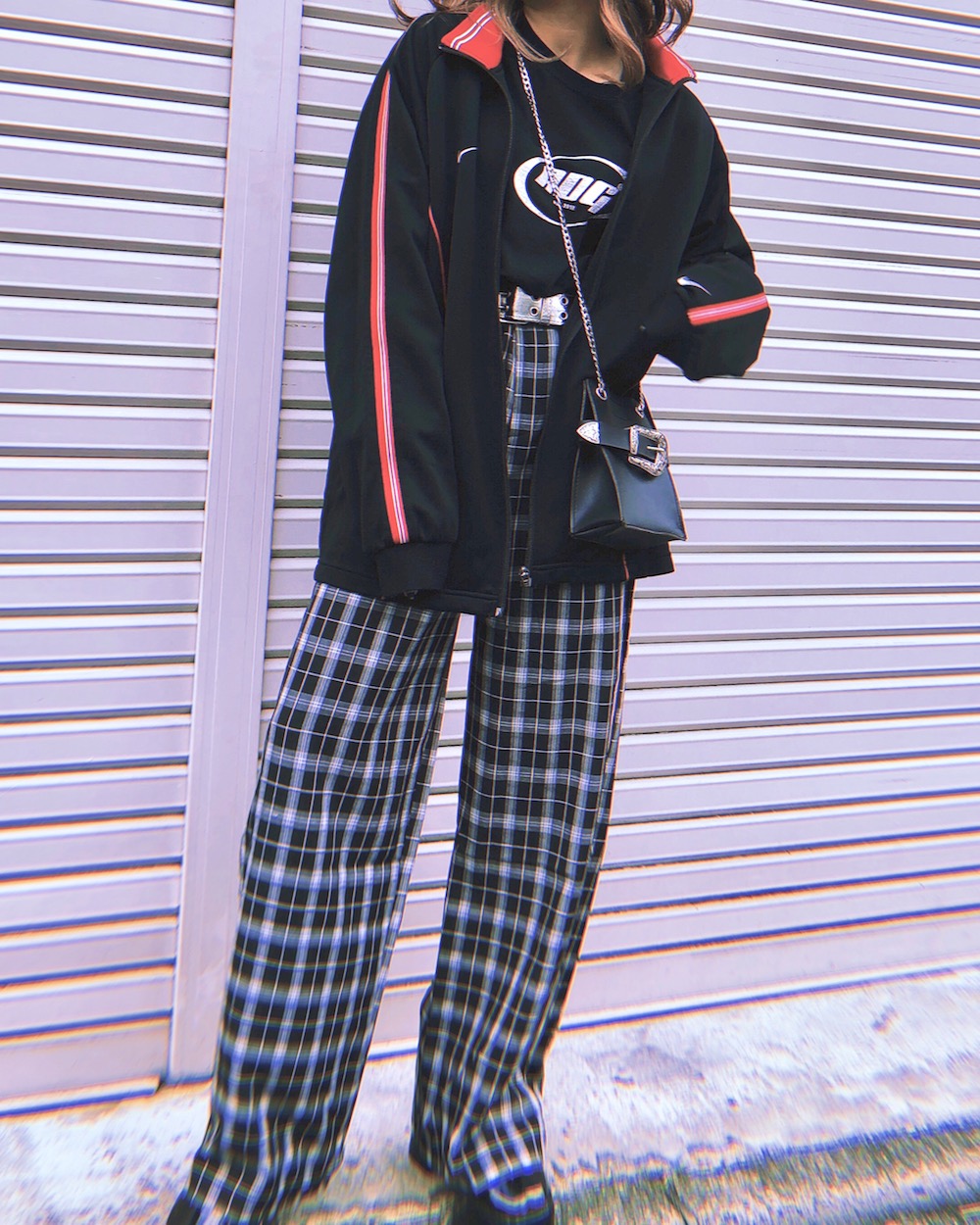 NIKE RED LINE SLEEVE BIG TRACK JACKET(black)