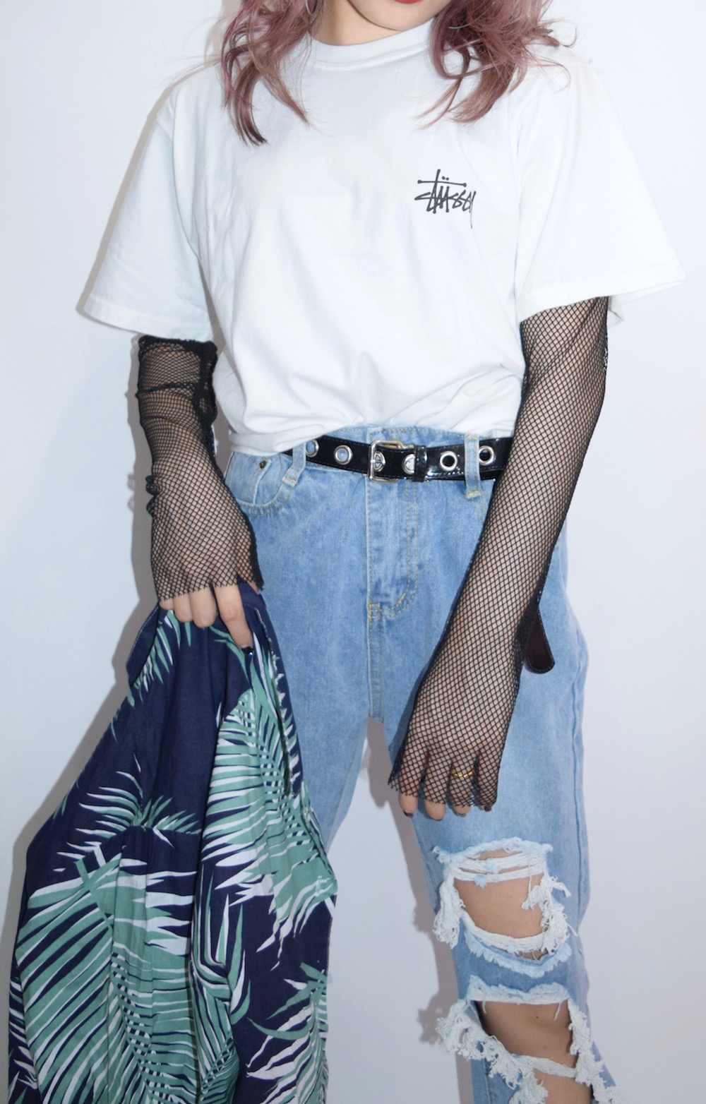 MESH HI-NECK TOPS(BLK)