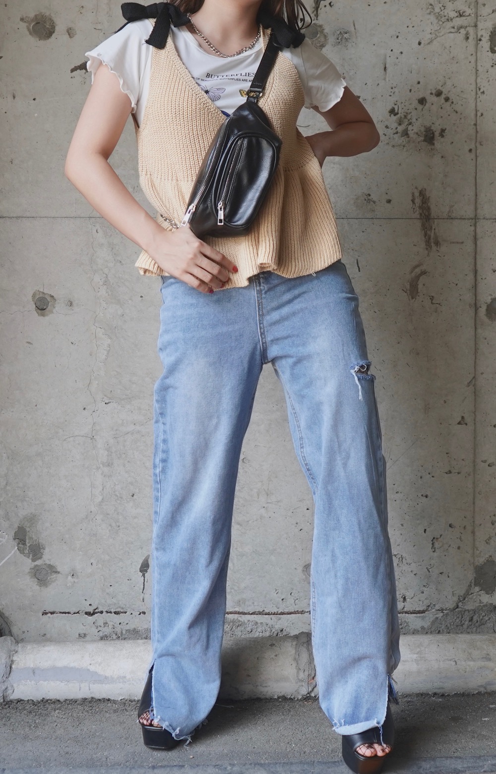 Shoulder Ribbon Camisole (beige)