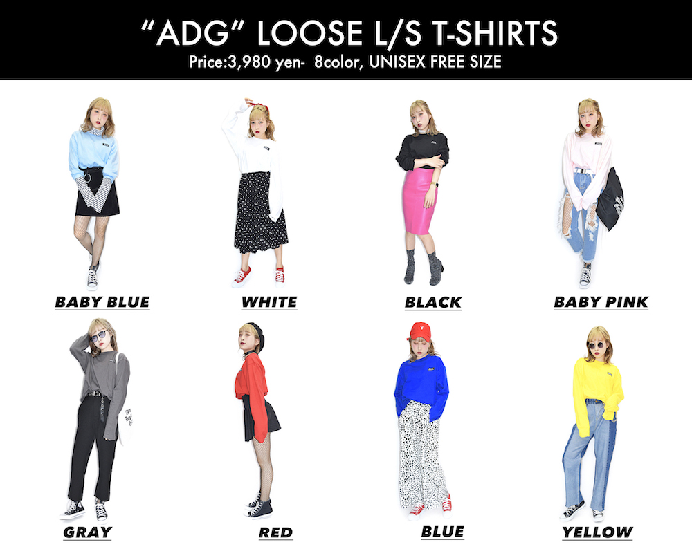 (全8色)"ADG" LOOSE L/S T-SHIRTS