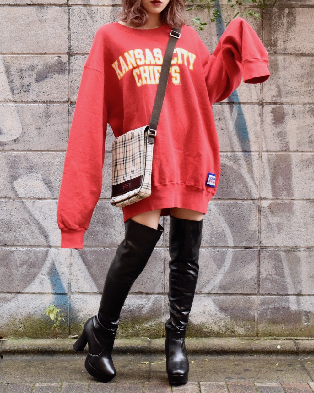 Champion 90s Logo Big Sweat Pull Over(red)