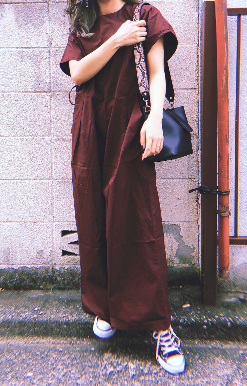 String Sleeve Jump Suit (wine)