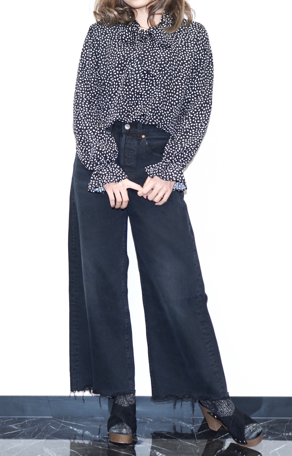 Drop Ribbon Bow Tie Blouse