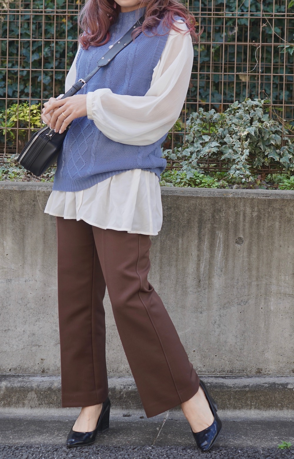 Cable Cotton Knit Vest (sax)