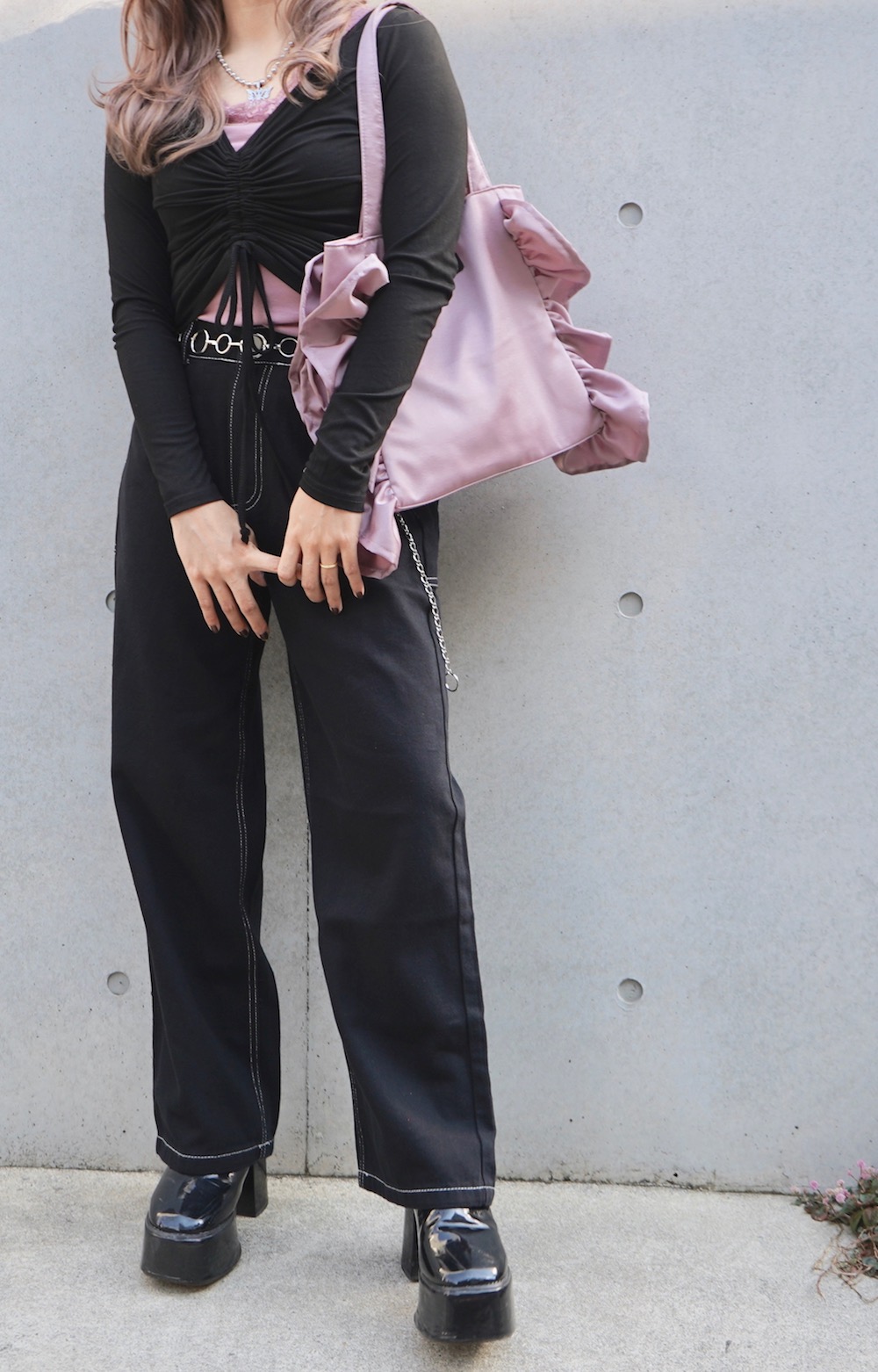 Center String L/S Tops (black)