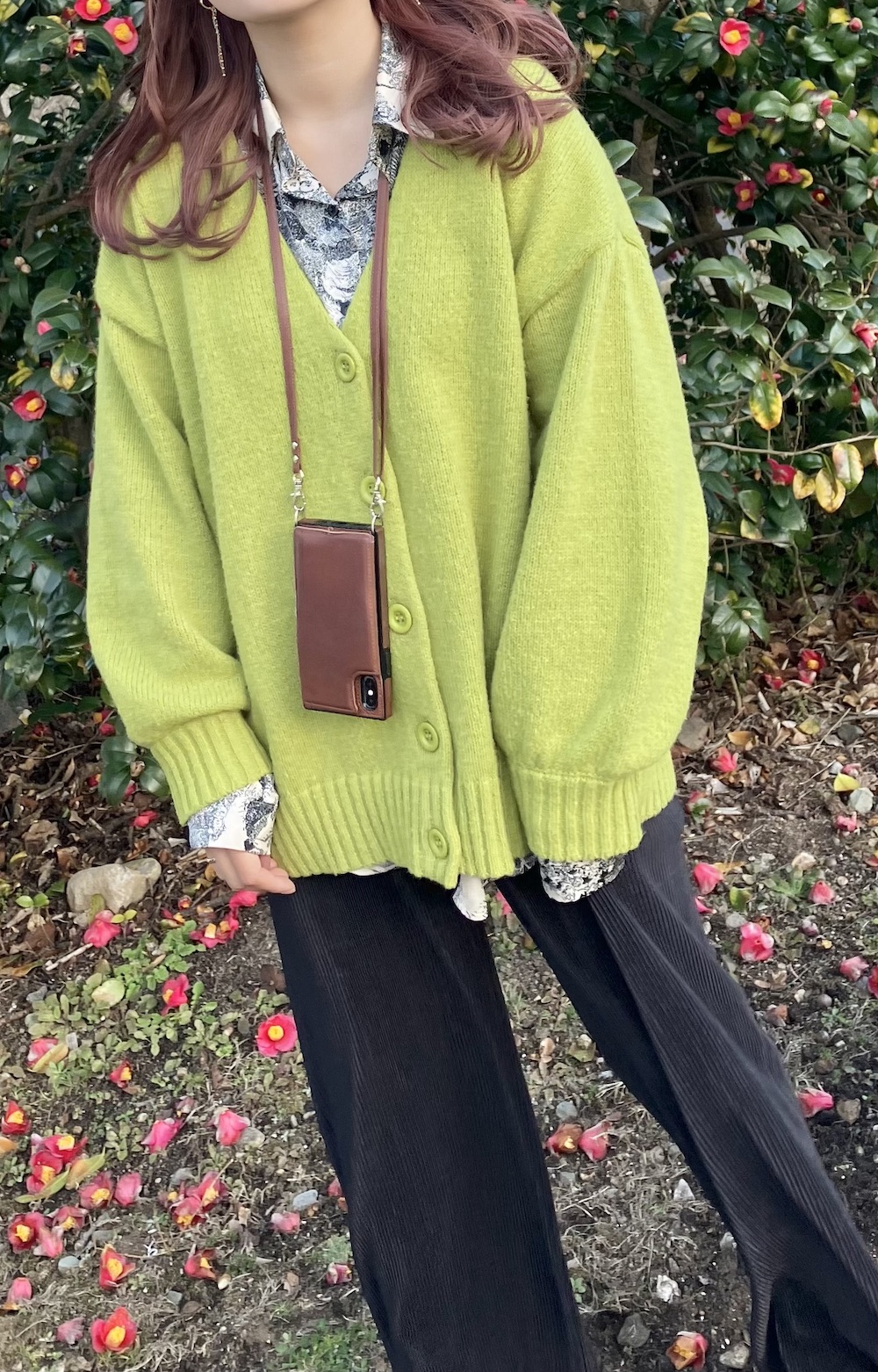 Oversized Knit Cardigan（Yellow Green）
