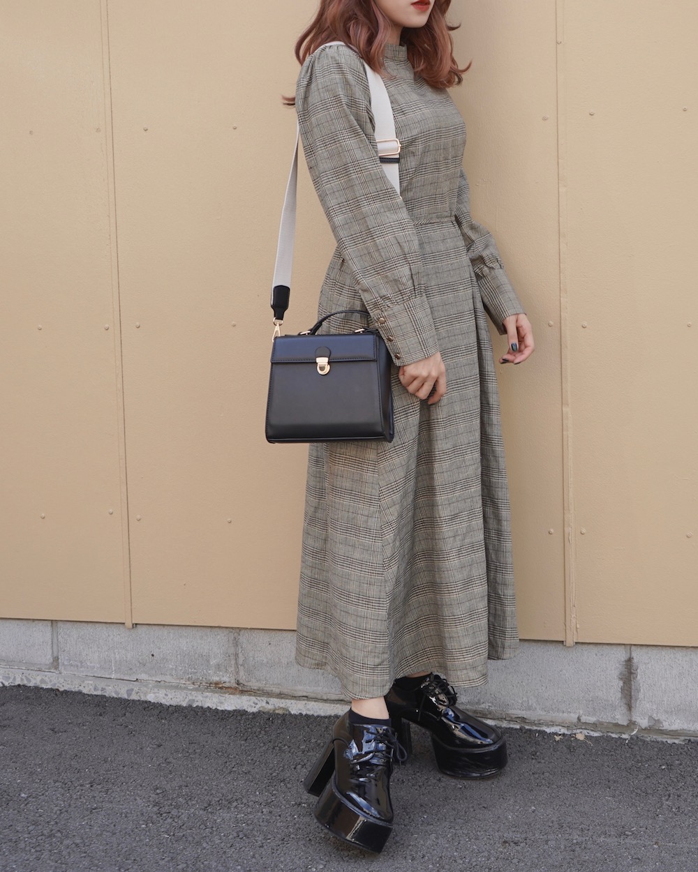 Glen Check Classic Long Onepiece (beige)