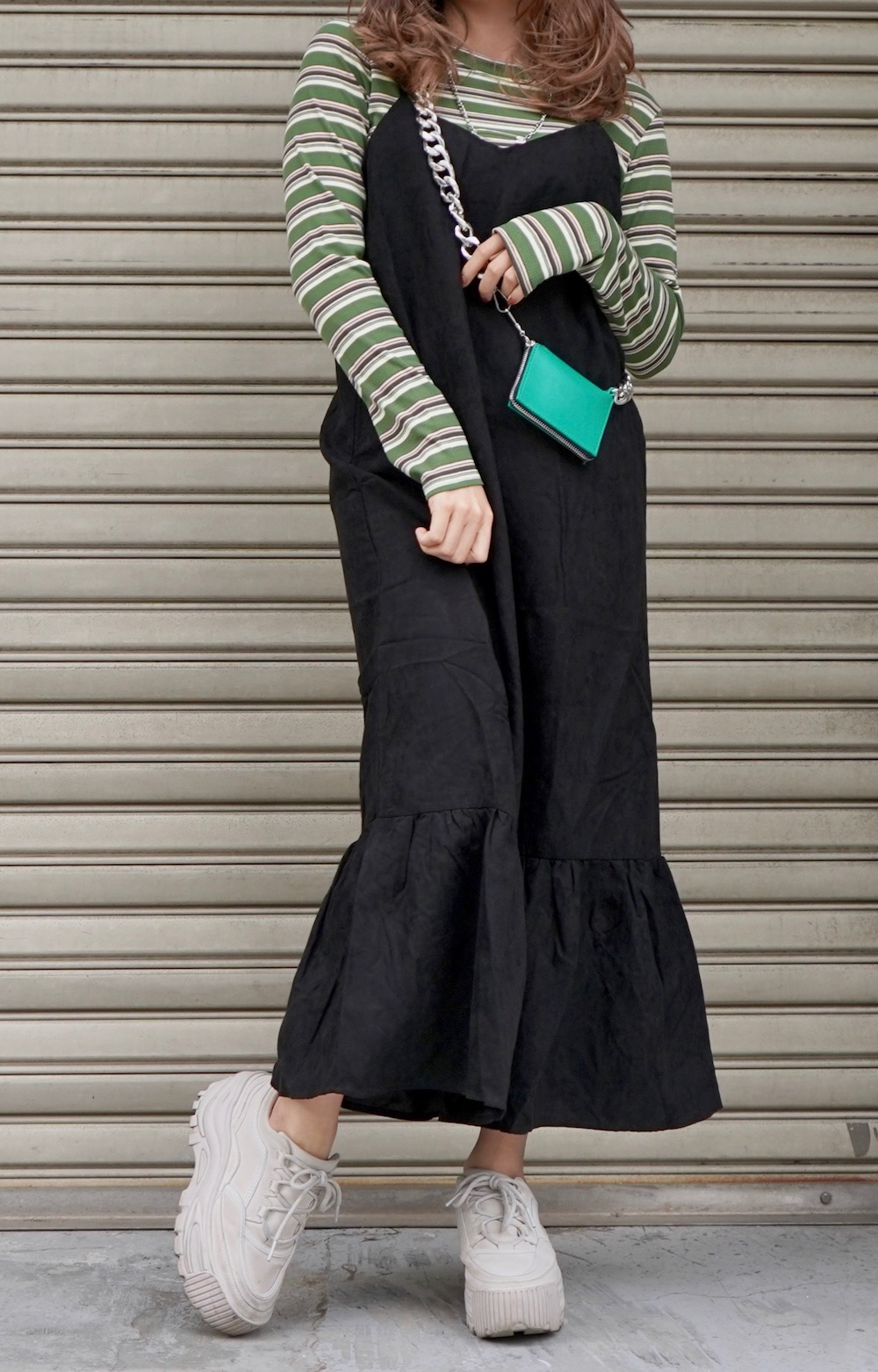 Multi Color Border Rib L/S Tops (light green)