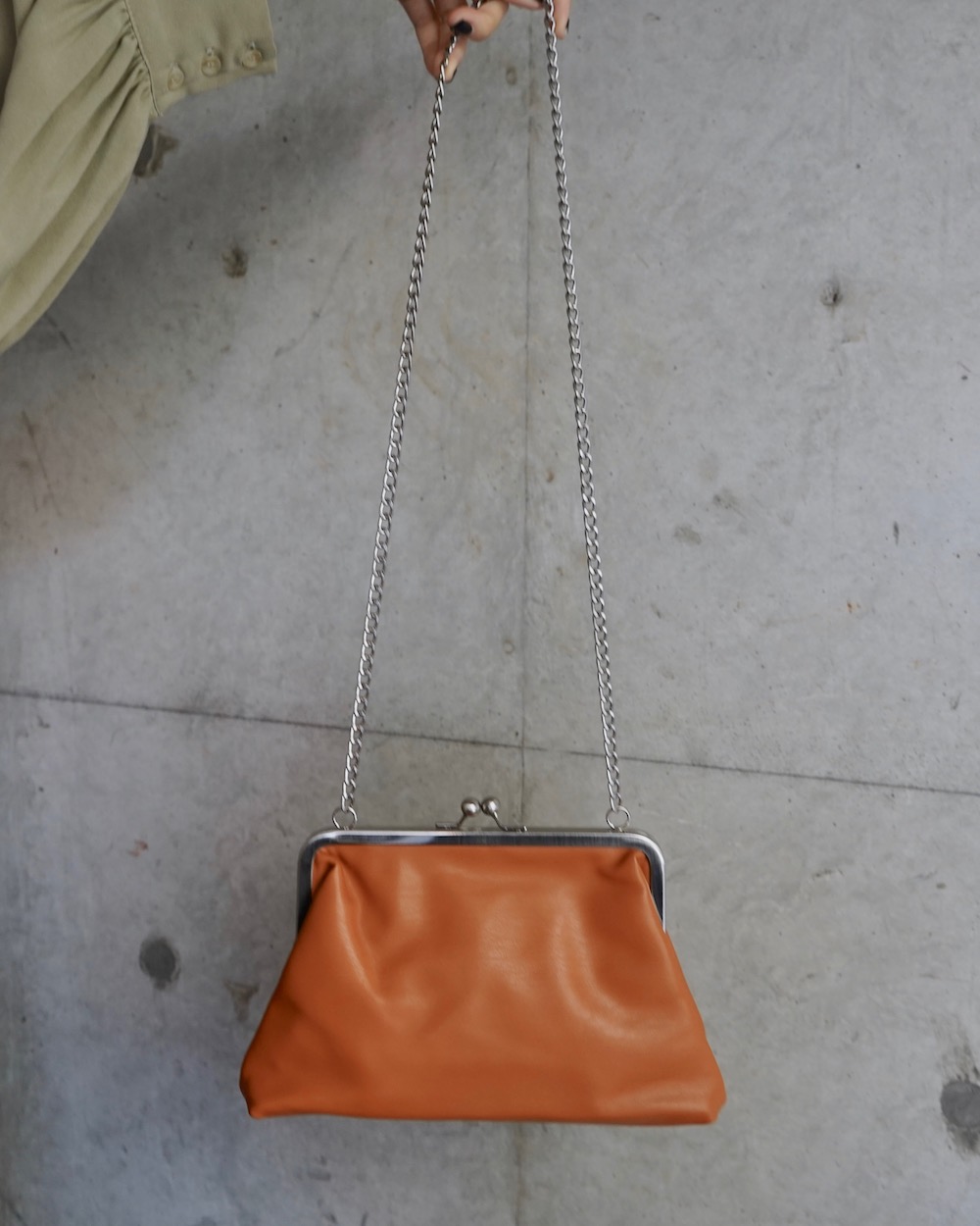 Silver Chain Purse Frame Shoulder Bag（camel）